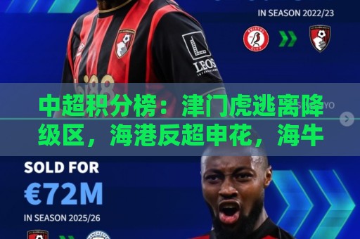 中超积分榜：津门虎逃离降级区，海港反超申花，海牛14分垫底